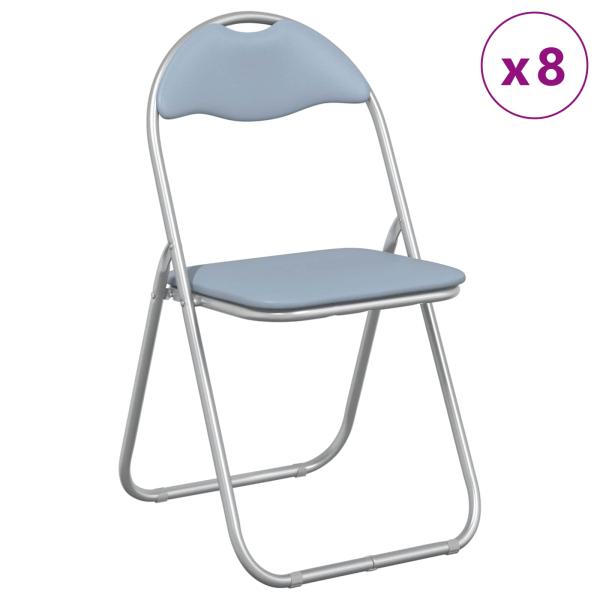 Klappstuhl 8 stk. Kunstleder Grau 48 x 43,5 x 81 cm