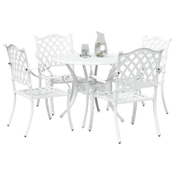 Garten Essgruppe 5 pcs Weiß Aluminium