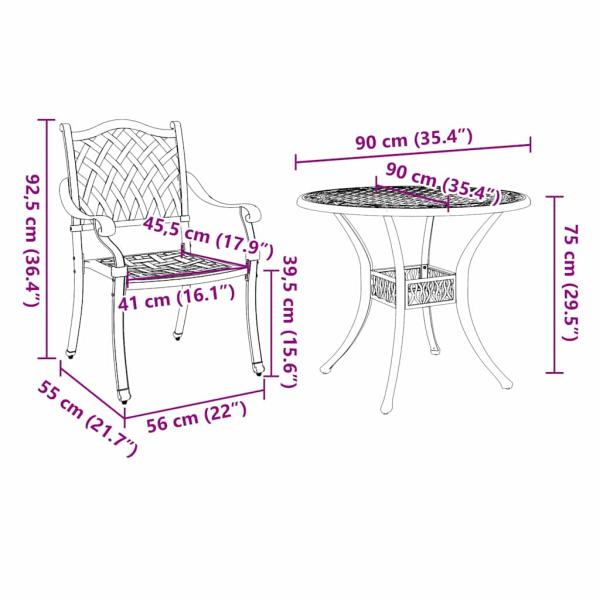 Garten Essgruppe 5 pcs Weiß Aluminium