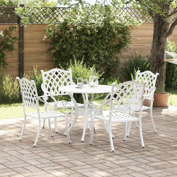 Garten Essgruppe 5 pcs Weiß Aluminium