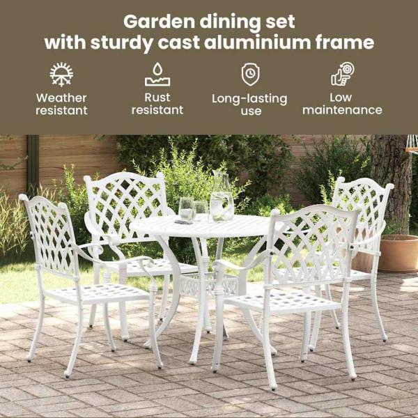 Garten Essgruppe 5 pcs Weiß Aluminium