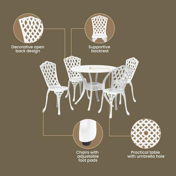 Garten Essgruppe 5 pcs Weiß Aluminium