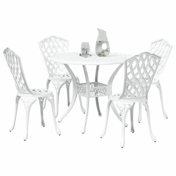 Garten Essgruppe 5 pcs Weiß Aluminium