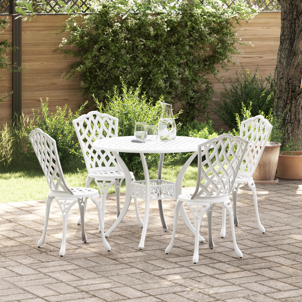 Garten Essgruppe 5 pcs Weiß Aluminium