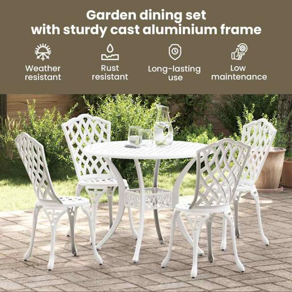 Garten Essgruppe 5 pcs Weiß Aluminium