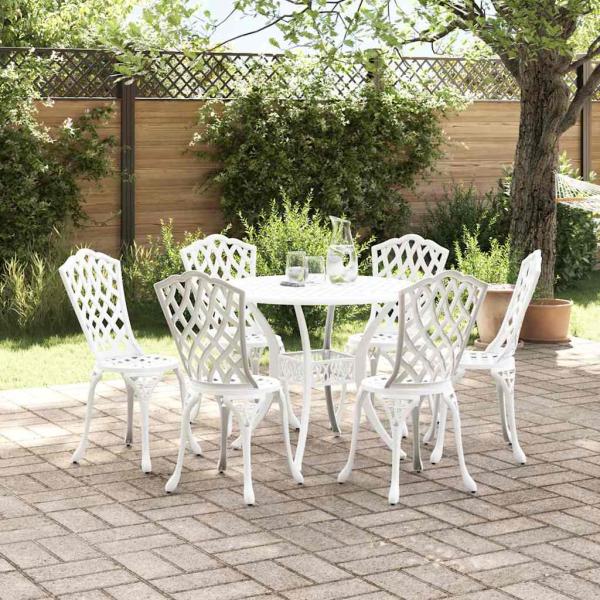 Garten Essgruppe 7 pcs Weiß Aluminium
