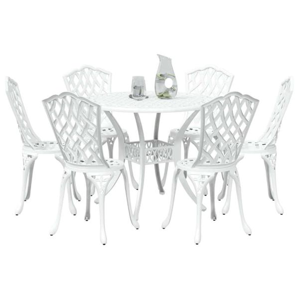 Garten Essgruppe 7 pcs Weiß Aluminium