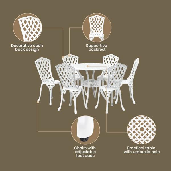 Garten Essgruppe 7 pcs Weiß Aluminium