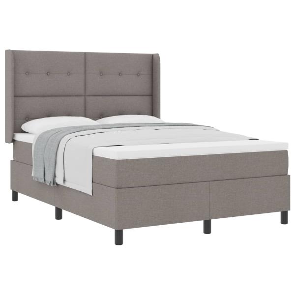 Boxspringbett mit Kissen mit Kopfteil Taupe 200 x 140 cm Stoff
