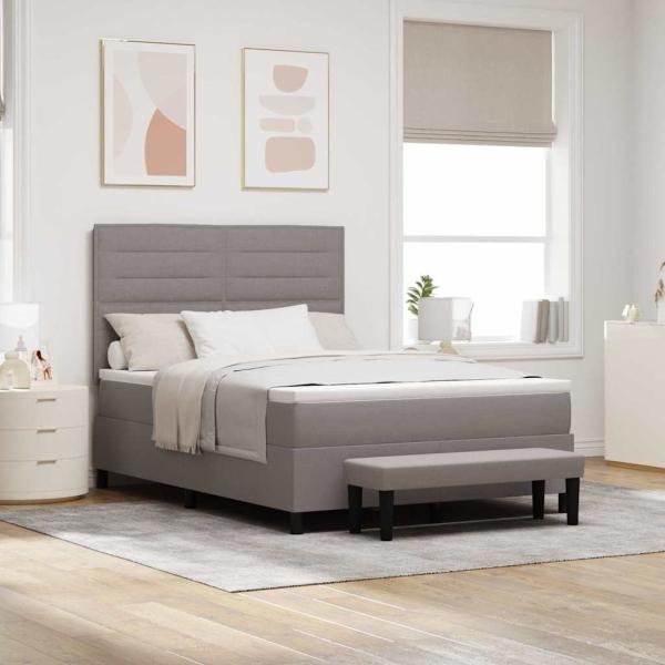 ARDEBO.de - Boxspringbett mit Matratze Taupe 140 x 200 cm Stoff