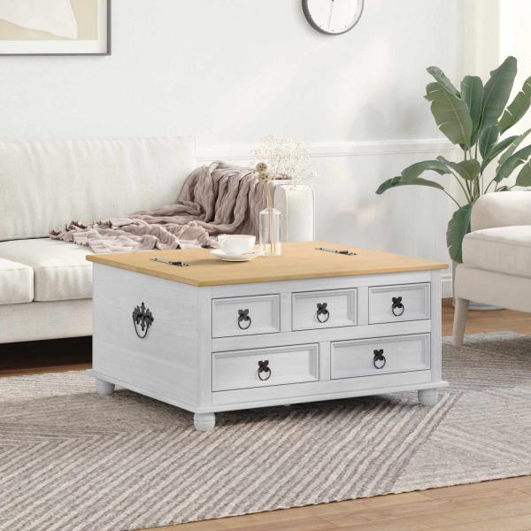 ARDEBO.de - Aufbewahrungsbox Weiß 90 x 78 x 45 cm Massives Kiefernholz