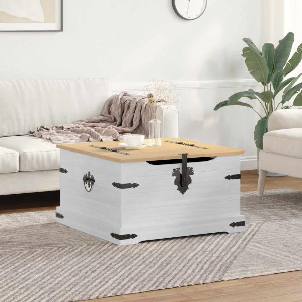 ARDEBO.de - Aufbewahrungsbox Weiß 78 x 78 x 45 cm Massives Kiefernholz