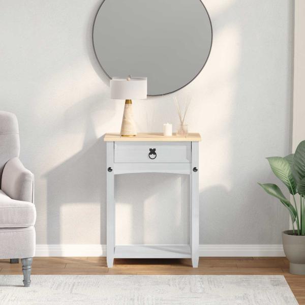 ARDEBO.de - Konsolentisch Weiß 55 x 35 x 73 cm Massives Kiefernholz