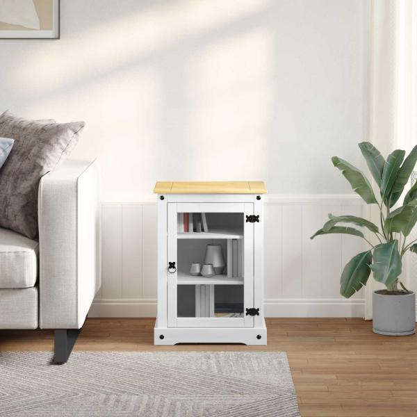 ARDEBO.de - HiFi-Schrank Weiß 60 x 50 x 82 cm Massives Kiefernholz