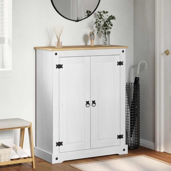 ARDEBO.de - Schuhschrank Weiß 86 x 38,5 x 108 cm Massives Kiefernholz