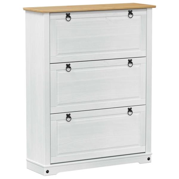 Schuhschrank Corona Weiß 99 x 32 x 122 cm Massives Kiefernholz