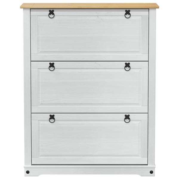 Schuhschrank Corona Weiß 99 x 32 x 122 cm Massives Kiefernholz