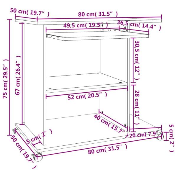 Schreibtisch Grau 80x50x75 cm Holzwerkstoff