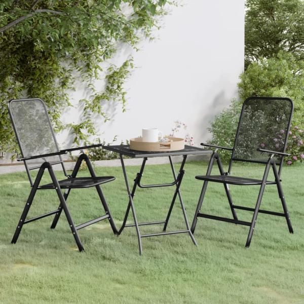 ARDEBO.de - 3-tlg. Garten-Essgruppe Streckmetall Anthrazit
