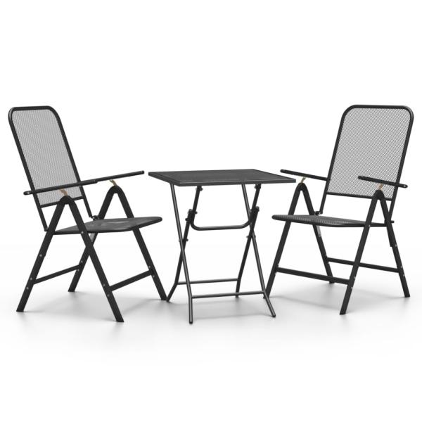 3-tlg. Garten-Essgruppe Streckmetall Anthrazit