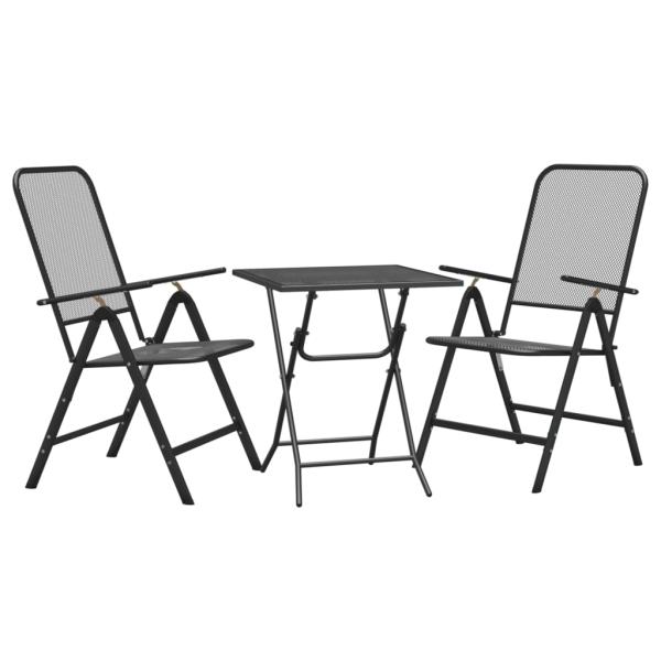 3-tlg. Garten-Essgruppe Streckmetall Anthrazit