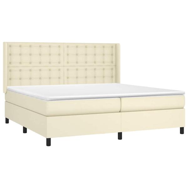 Boxspringbett mit Matratze Creme 200x200 cm Kunstleder