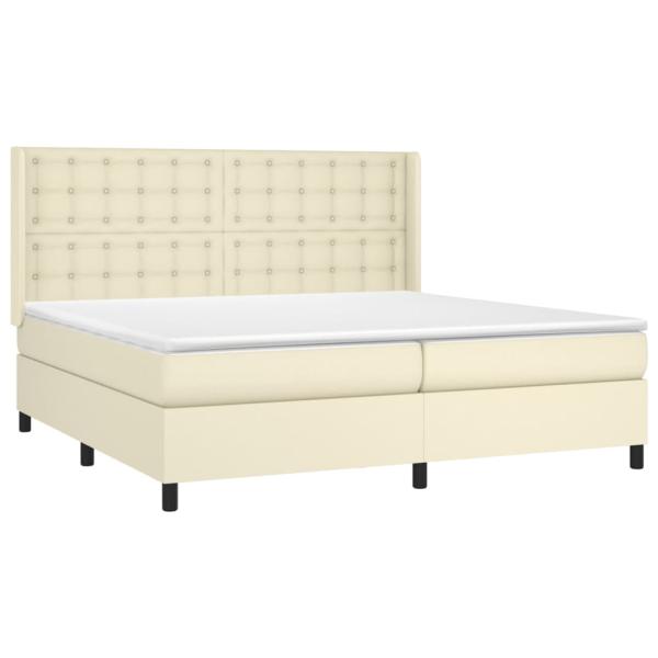 Boxspringbett mit Matratze & LED Creme 200x200 cm Kunstleder
