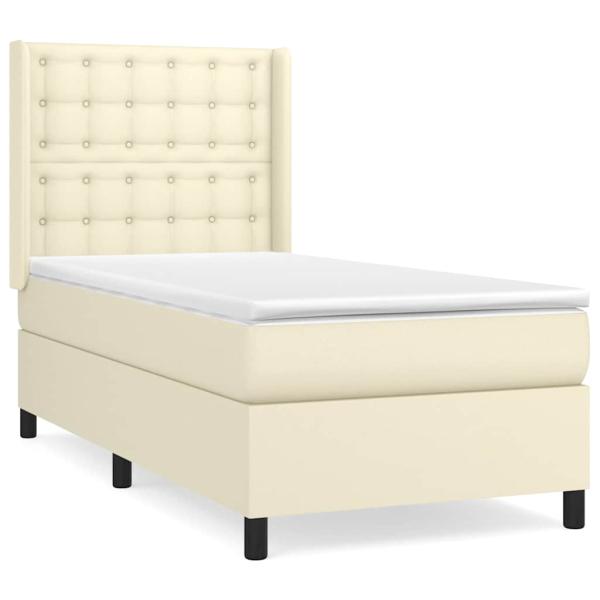Boxspringbett mit Matratze Creme 90x200 cm Kunstleder