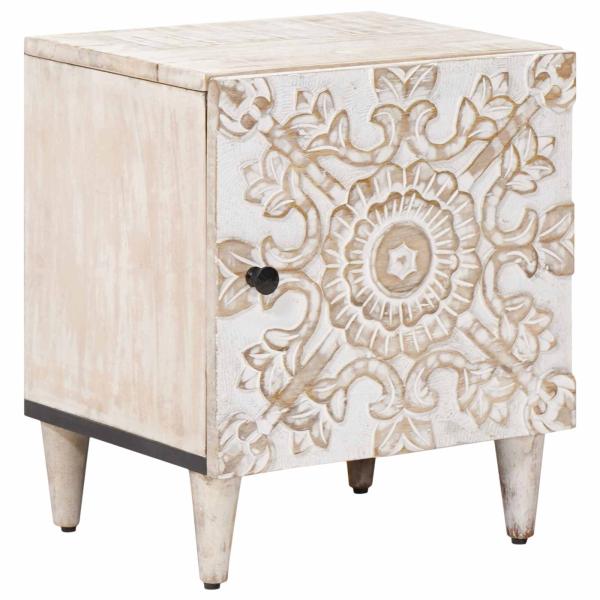 ARDEBO.de - Nachttisch Weiß 40 x 33,5 x 46 cm Massivholz Mango