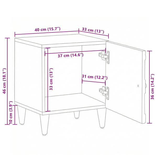 Nachttisch 2 stk. Weiß 40 x 33,5 x 46 cm Massivholz Mango