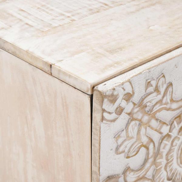 Nachttisch 2 stk. Weiß 40 x 33,5 x 46 cm Massivholz Mango
