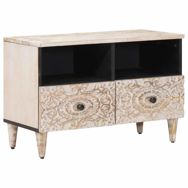ARDEBO.de - TV-Schränk Weiß 70 x 33,5 x 46 cm Massivholz Mango