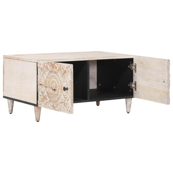 Couchtisch Weiß 80 x 50 x 40 cm Massivholz Mango