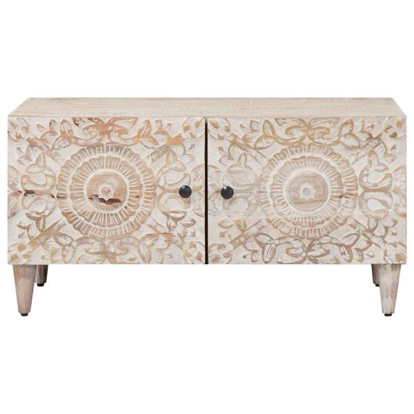Couchtisch Weiß 80 x 50 x 40 cm Massivholz Mango