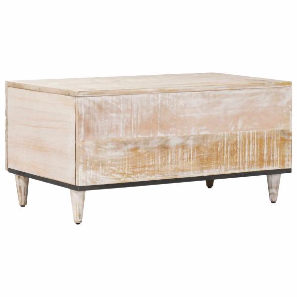 Couchtisch Weiß 80 x 50 x 40 cm Massivholz Mango