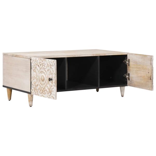 Couchtisch Weiß 100 x 54 x 40 cm Massivholz Mango