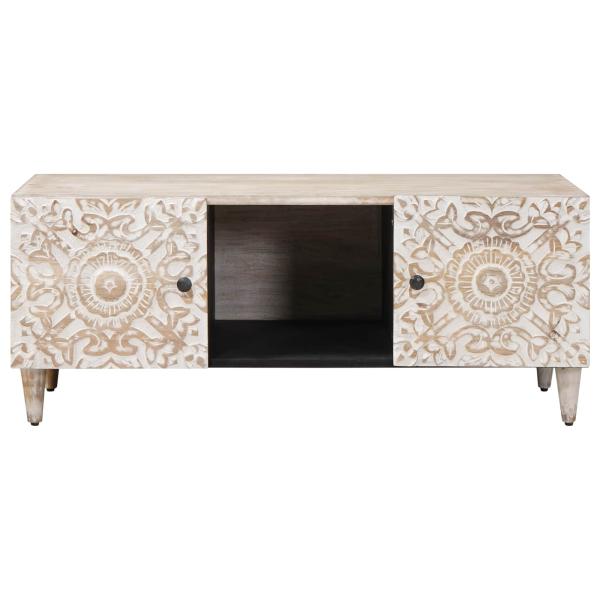 Couchtisch Weiß 100 x 54 x 40 cm Massivholz Mango