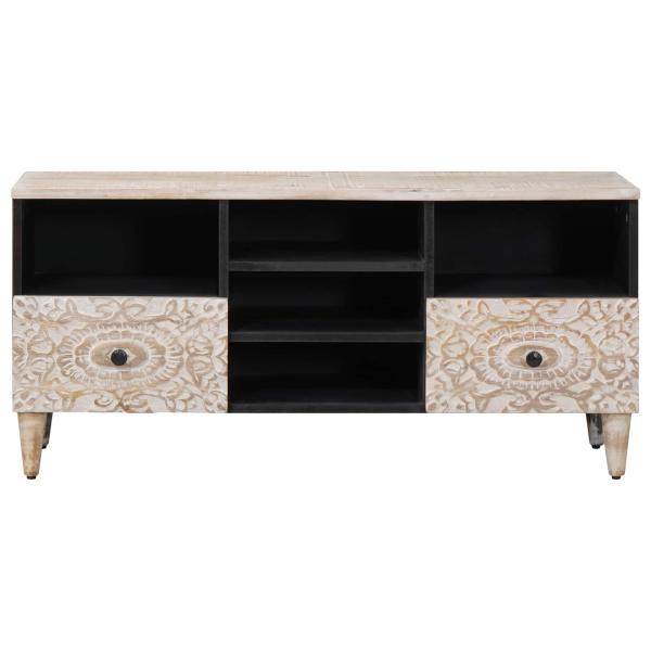 TV-Schränk mit Regal Weiß 100 x 33,5 x 46 cm Massivholz Mango