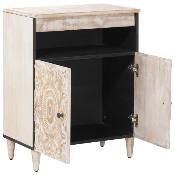 Sideboard mit Speicher Wei? 60 x 33,5 x 75 cm Massivholz Mango