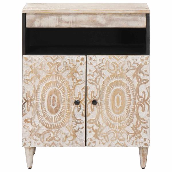 Sideboard mit Speicher Wei? 60 x 33,5 x 75 cm Massivholz Mango