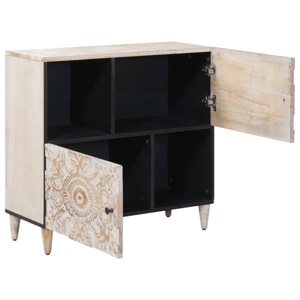 Sideboard mit Speicher Weiß 80 x 33,5 x 75 cm Massivholz Mango