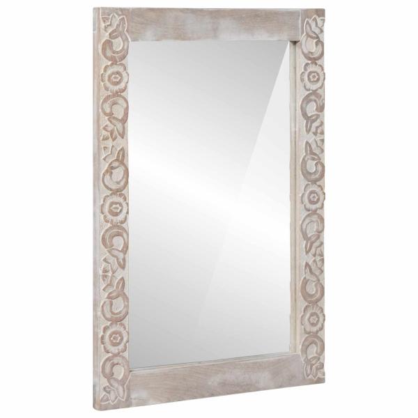 ARDEBO.de - Wandspiegel Weiß 70 x 50 cm Massivholz Mango Rechteckig