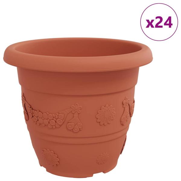 Runder Blumentopf 24 stk. Ziegelrot Ø 34 x 28 cm Kunststoff