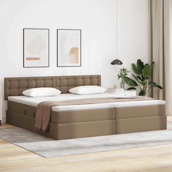 ARDEBO.de - Aufbewahrungsbett mit Matratze Cappuccino 200 x 200 cm