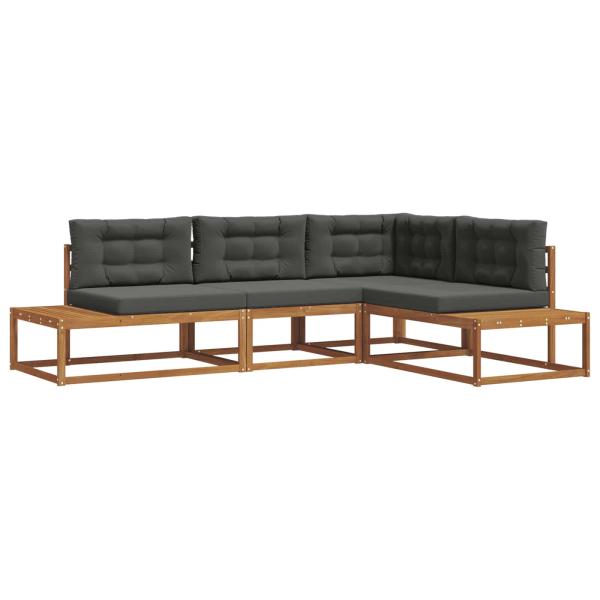 Outdoor-Sofagarnitur Natur und Anthrazit