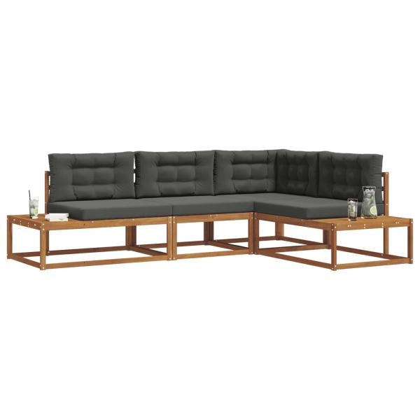 Outdoor-Sofagarnitur Natur und Anthrazit