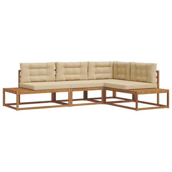 Outdoor-Sofagarnitur 4 stk. 4-Sitzer Polyester Natur und Beige