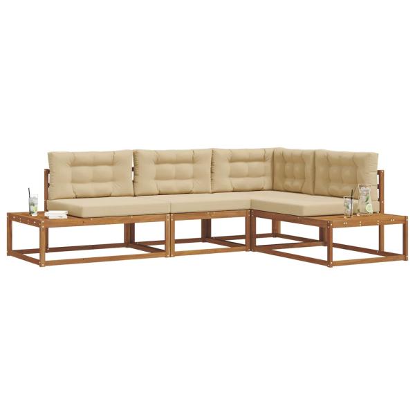 Outdoor-Sofagarnitur 4 stk. 4-Sitzer Polyester Natur und Beige