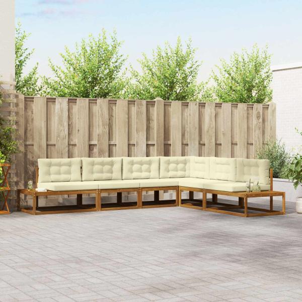 ARDEBO.de - Outdoor-Sofagarnitur 6 Stk. Natur und Creme