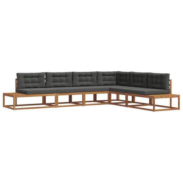 Outdoor-Sofagarnitur 6 stk. Natur und Anthrazit